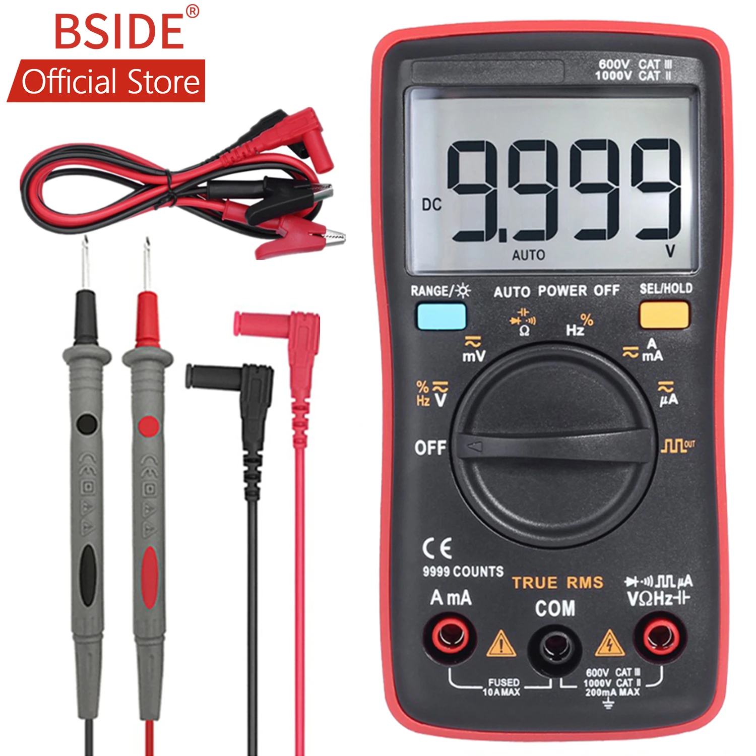 Профессиональный и практичный Цифровой мультиметр BSIDE ZT109 Ture RMS 9999 отсчетов