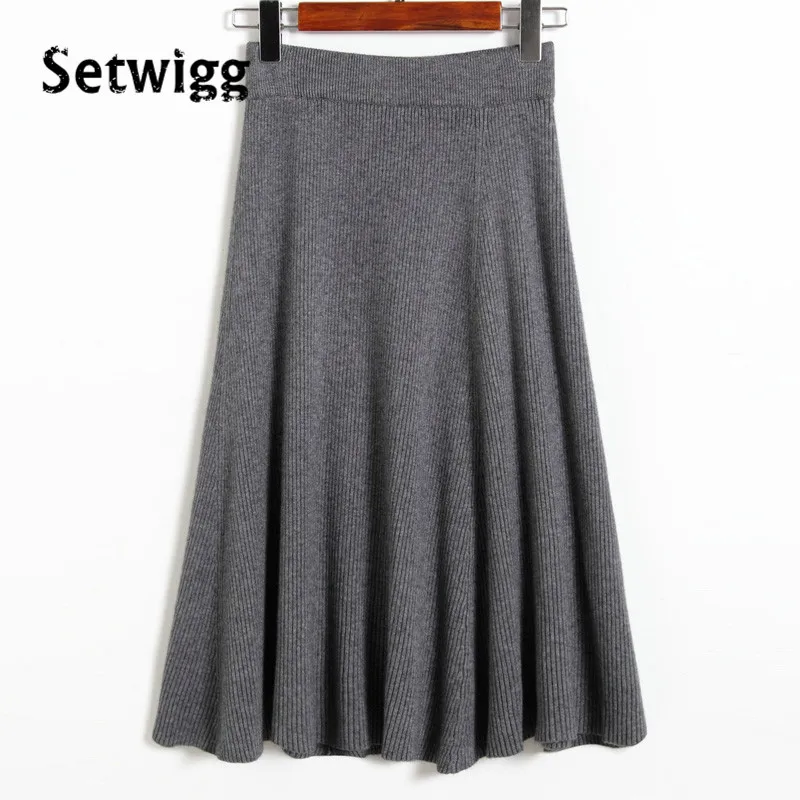 Женская Шерстяная трикотажная Юбка миди с поясом на резинке|midi skirt|autumn skirtmidi skirt