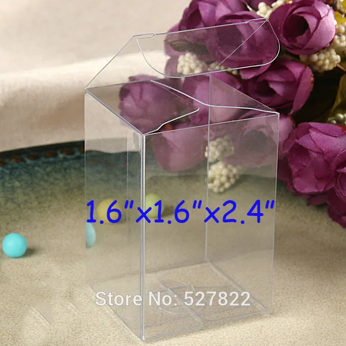 

100pcs 4x4x6cm Party Favor Tuck Top Clear PVC Plastic Box packaging pvc Free Shippping