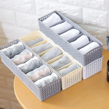 

2020 5 Grids Foldable Box Basket Organizer Socks Bra Underwear Storage Box Anti-skid Wear-resistant Safe And Durable PP Material