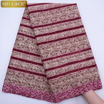 

SJD LACE Nigerian Cotton Lace Fabric Embroiderey Swiss Voile Lace In Switzerland With Stones African Lace For Wedding Dress1784B