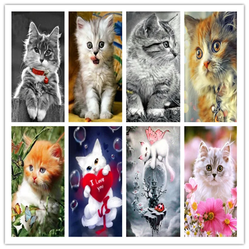 

Diamond Painting Cat Picture Full Square Diamond Embroidery Animal Rhinestone Cross Stitch Diamond Mosaic Crafts Painting