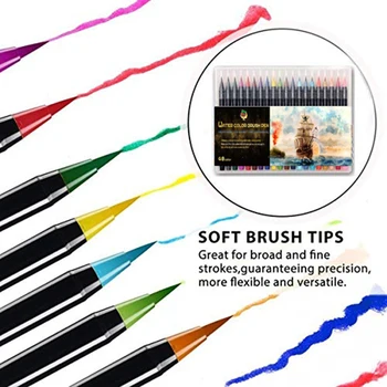 

48 Watercolor Brush Pen Calligraphy Pen Children Sketch Marker School Art Supplies Coloring Soft Watercolor Marker