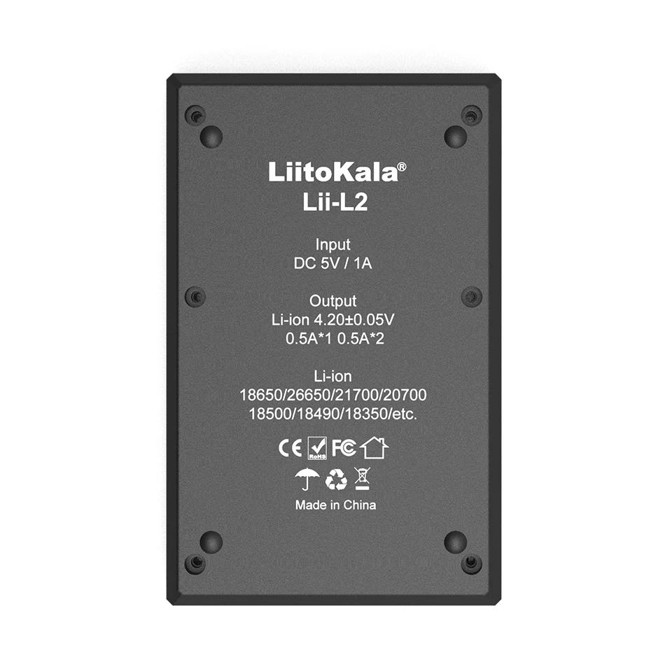 LiitoKala Lii-L4 Lii-L2 18650 зарядное устройство, перезаряжаемая батарея, зарядное устройство, 4 слота, 2 слота, электронная сигарета, 18650, 26650, 21700 батареи+ 5 В разъем