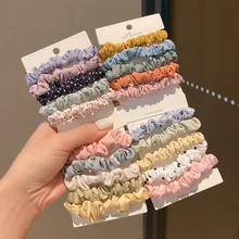 1Set Scrunchies Hair Ring Candy Color Hair Ties Rope Autumn Winter Women Ponytail Hair Accessories 4-6Pcs Girls Hairbands Gifts