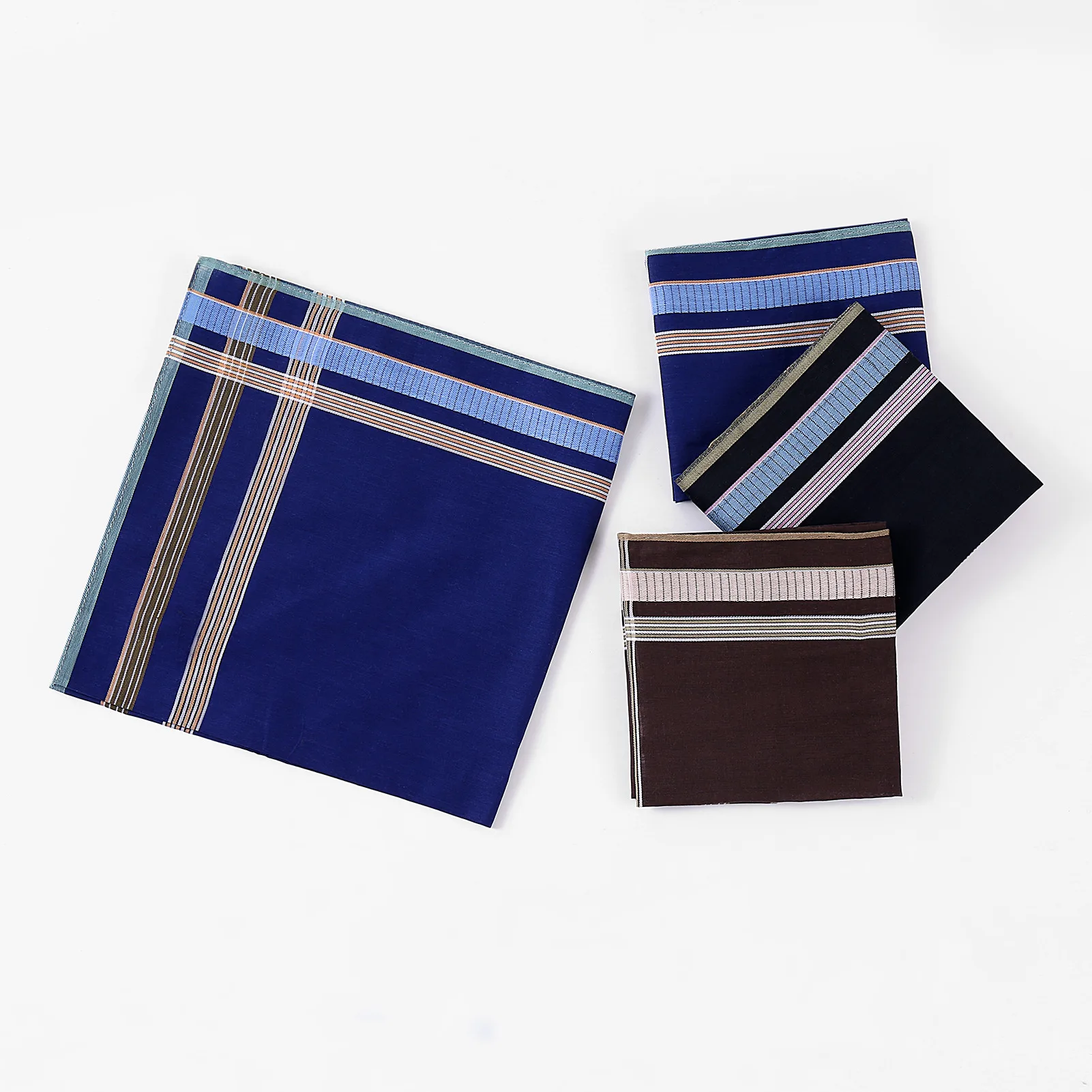 6/12PCs Men's Handkerchief Cotton Square Woven Mixed Tri-Color Classic Vintage Business Checked Dark Multicolor Gentleman Pocket