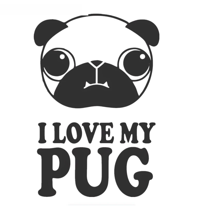SZWL Funny I Love My Pug Dog Car Sticker Waterproof Sunscreen Auto Accessories Vinyl Decals for Door Windows Glass 20cm*13cm | Автомобили