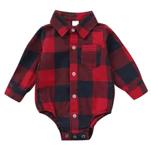 Baby Girls Boys Long Sleeve Plaid Print Rompers Autumn Infant Kids Bodysuit Jumpsuit Outfits