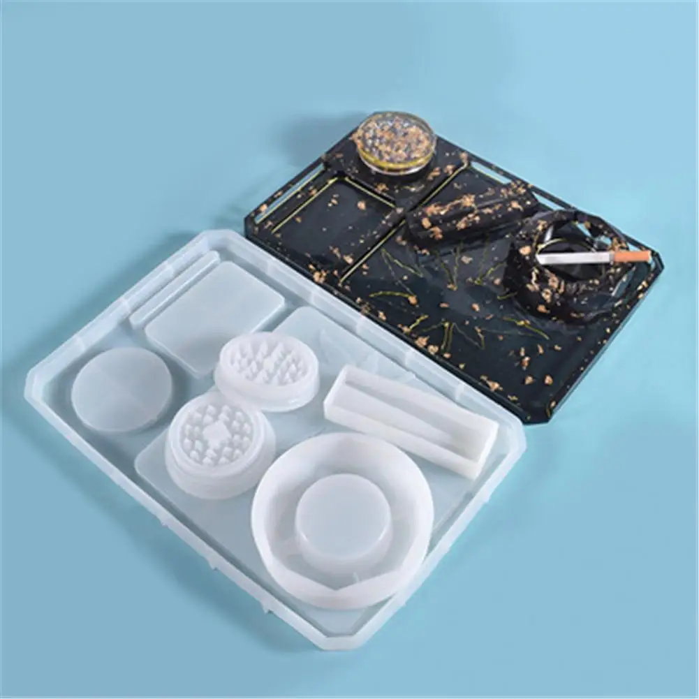 4 Pcs/set Silicone Molds for Resin Resin Molds with Rolling Tray Mold Resin  Grinder Mold for Grind & Storage DIY Resin Epoxy Kit