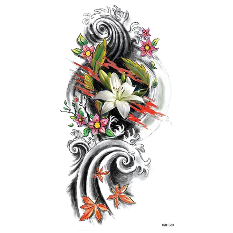 

Maple Leaf Flower Whirlwind Temporary Tattoo Sticker for Girl Women Men Fake Tattoos Waterproof Tatoo Transferable Art Tatto