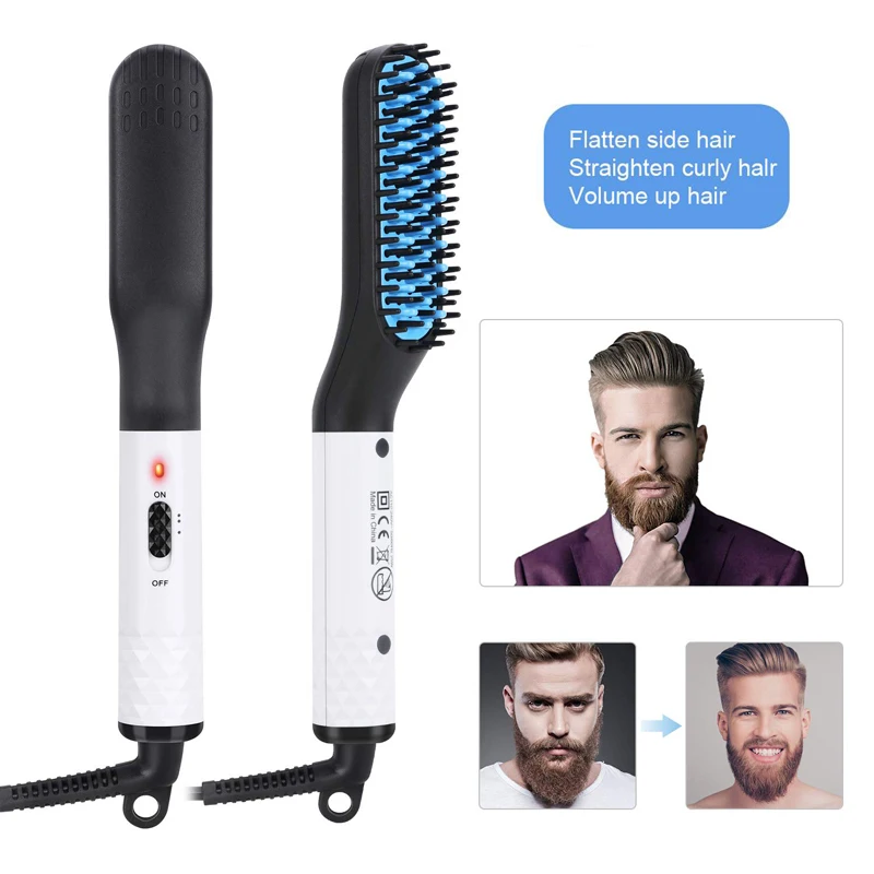Mini Beard/Hair Straightener Brush for Men Electric Beard Comb Two Temperatures Fast Shaping For Beard Grooming And Hair Styling