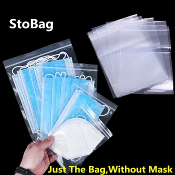 

StoBag 100pcs Thick Transparent Zip Lock Plastic Storage Bags for Mask Packet Reclosable Packaging Bag
