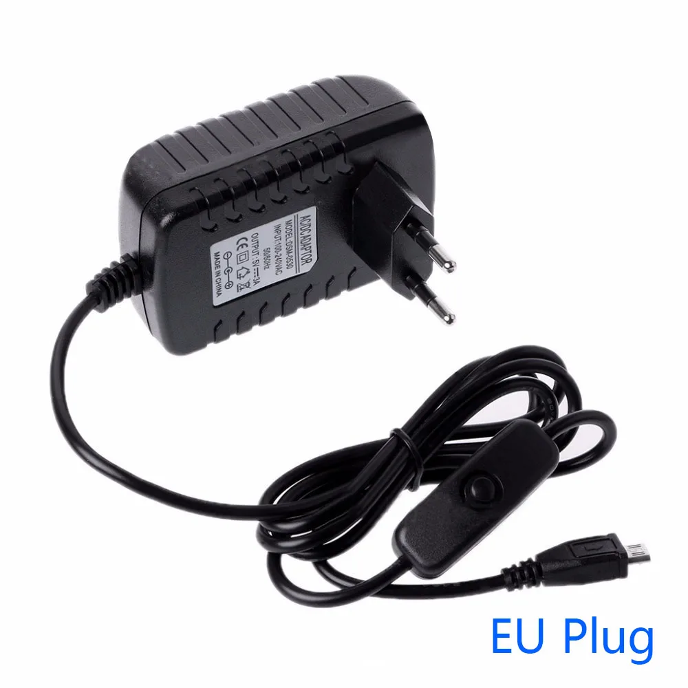 Адаптер питания кабель с переключателем для Raspberry Pi 3 EU/US/UK/AU разъем