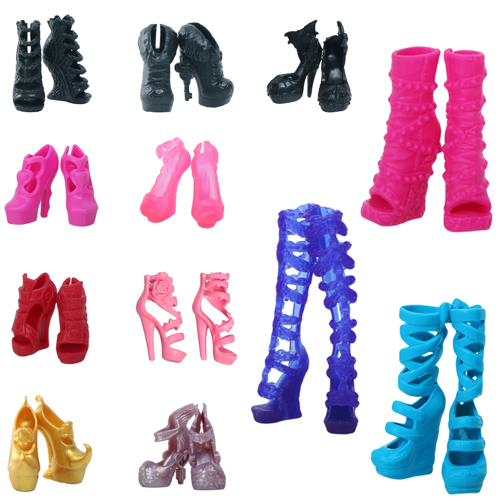 1 Pairs Fashion Shoes Mixed High Heels Sandals Boot Accessories for Monster High Doll Clothes for Ever After Doll Kid Toy