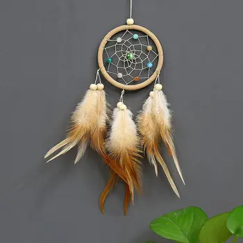 

Dream Catcher Accessories Feather Pendant Decoration Ornament CircularWhiteOC-2008