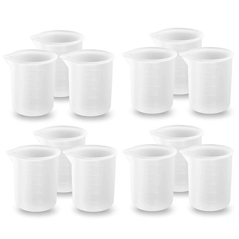 

Silicone Measuring Cups for Resin, 12 100Ml Silicone Measuring Cups, Nonstick Silicone Mixing Cups for Casting Molds, Slime, Art