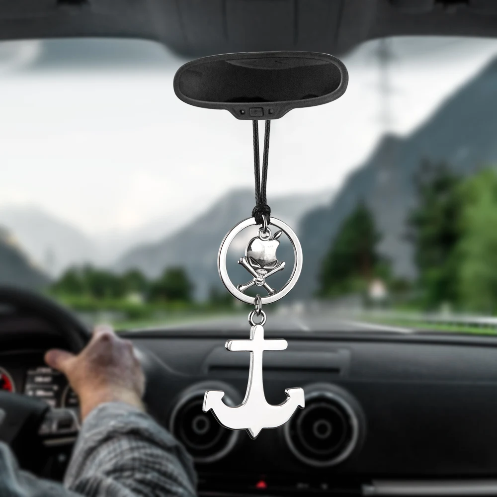

Car Ornament Pendant Caribbean Pirate Anchor Retro Skull Auto Interior Rear View Mirror Decoration Car Keychain Accessories