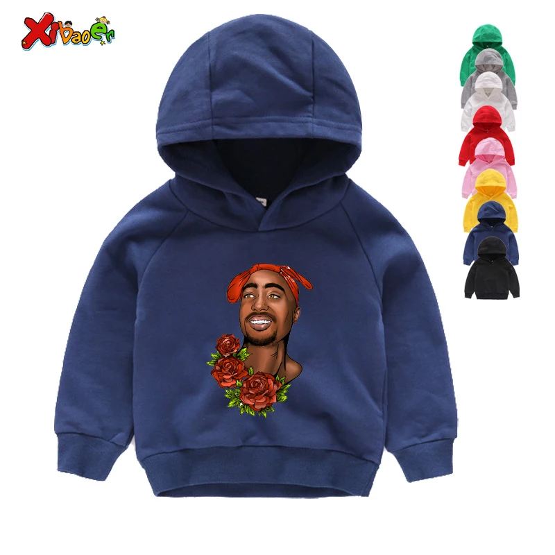 Детские толстовки с капюшоном; Детские свитера в стиле хип-хоп с изображением Тупака 2pac; хлопковый пуловер для малышей; топы для девочек и мальчиков; зимняя одежда с длинными рукавами - Цвет: Kids Hoodies