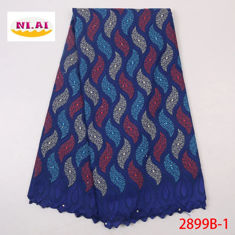 

NIAI African Swiss voile lace fabric Nigerian lace fabrics with stones 2019 high quality hot sale Cotton Voile lace XY2899B-1