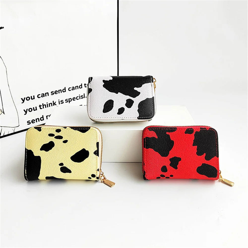 

Cow Pattern Card Bag Fashion Women'S Wallets Women Zipper Mini Coin Purse Ladies Small Wallet Card Holder Purse 2022 New Winter