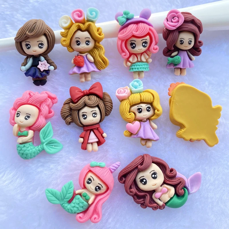 5 Cabochon Resin Girl Craft Clips Favors Cards Embellishment 