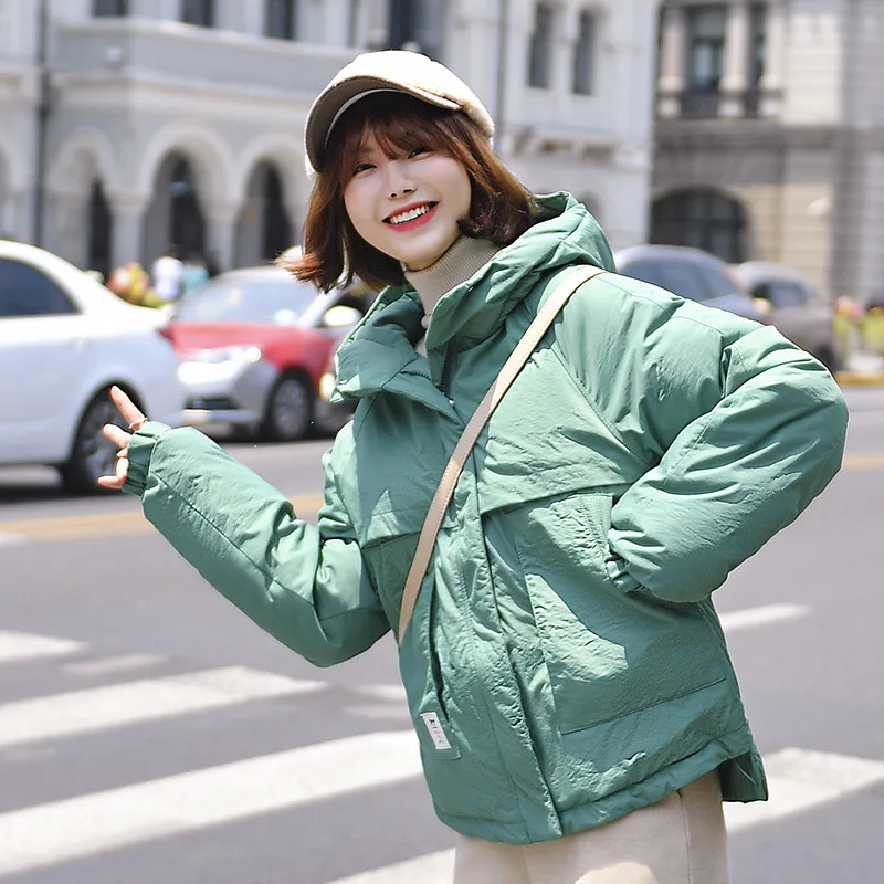 

ZADORIN Winter Cropped Jacket Women Kawaii Parka 2019 New Fashion Korean Hooded Slim Jacket Casual Office Bubble Coat Outerwear