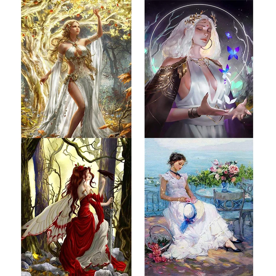 

AMTMBS Fantasy Anime Girl Acrylic Paint Oil Painting By Numbers Unique Gift For Adult Draw On Canvas Home Wall Art Decoration