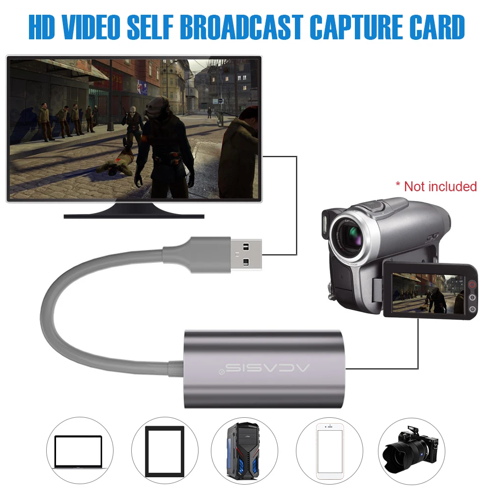 HDMI Карта видеозахвата Full HD 1080p 30fps видео Потоковое вещание захвата USB 2 0 карты Grabber