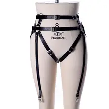 Панк Кожа Подвязки Пояс жгут ноги клетка чулок талии сексуальные чулки Пряжка тела Связывание Одежда Ночной рейв регулируемый