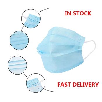 

Disposable Mask 100Pcs 3 Layer Nonwoven Anti Pollution Flu Hygiene Face Mouth Masks Anti Dust Anti-virus