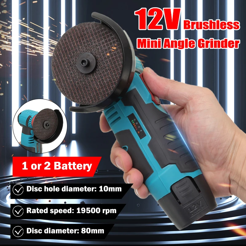 

Mini 12 Volt Brushless Cordless Angle Grinder Mini Cutter Polishing Machine Power Tools Diamond Cutting Wheel With Battery