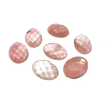 

Natural Stone Watermelon Red Cabochon Beads Faceted Flat Back Oval No Hole Loose Beads For jewelry making DIY Ring accessories