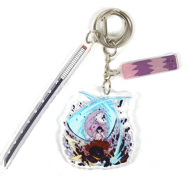 Anime Demon Slayer Kamado Tanjirou Kimetsu No Yaiba Pendant Keychains Acrylic Cartoon Key Chain Decoration Keyring Prop Gift 6