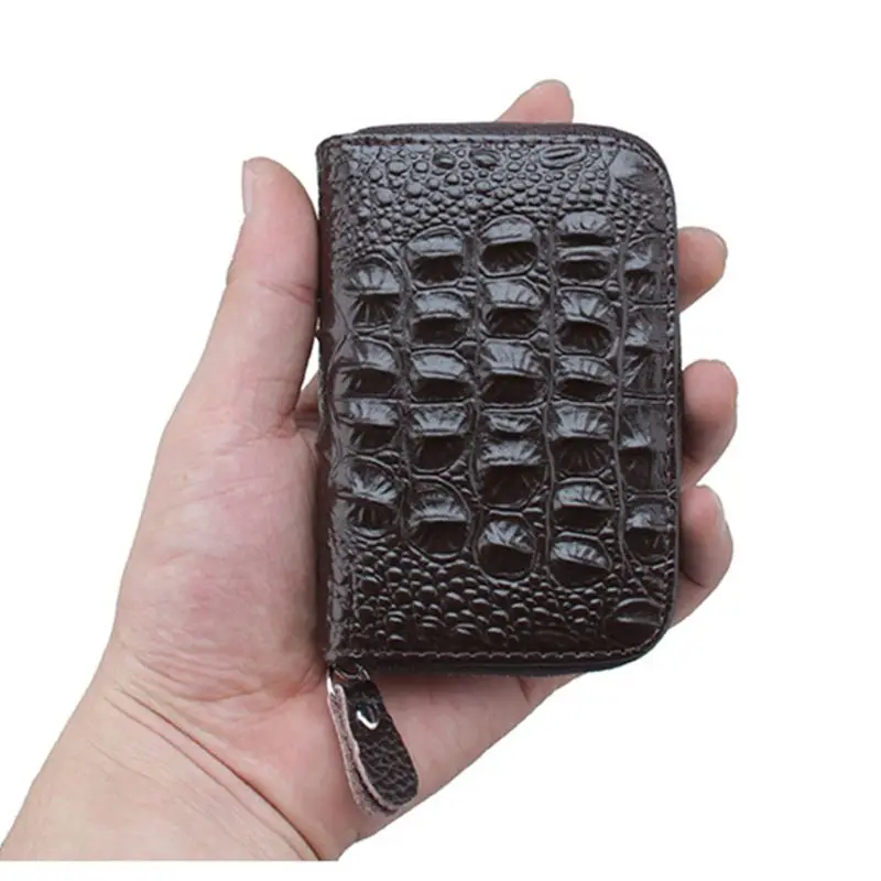 Unisex Genuine Leather Credit ID Card Holder Pocket Wallet Zip Coin Pocket Case