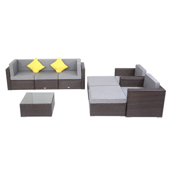 

Patio PE Wicker Rattan Corner Sofa 8 Pieces Set