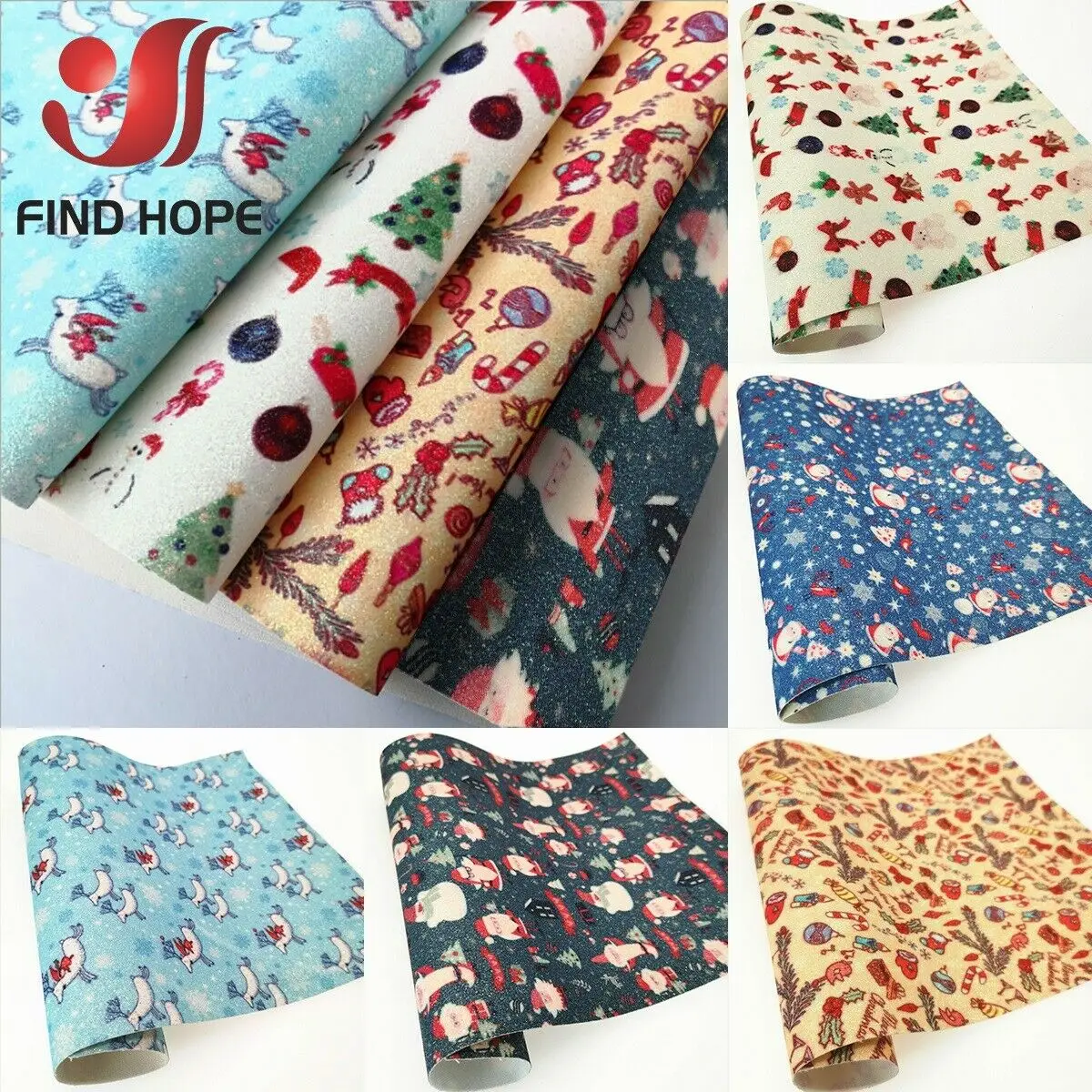 Shiny Fine Glitter Christmas Faux Leather Sewing Fabric Xmas Festival Gift Wrap Decor DIY For Bows Earring Making