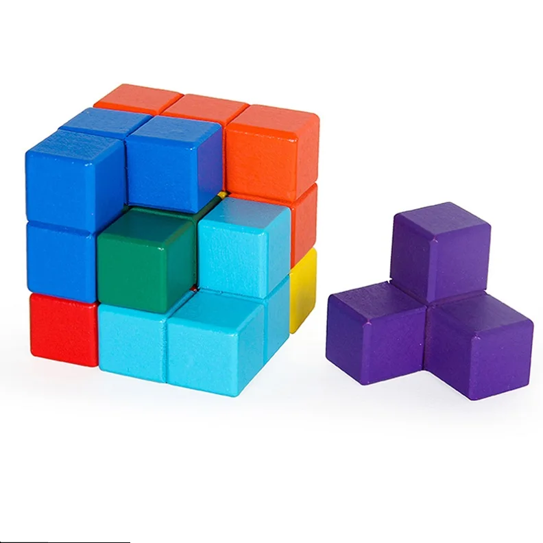 Wooden Soma    Puzzle Stacking Blocks Games with 7 Colorful Bricks 