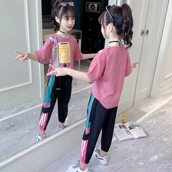 

Girls’ Summer Clothing 2020 New Style Set Children Summer 5 Fashionable 6 Teenager Clothing GIRL'S Summer Two-Piece Set Fashion