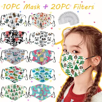 

10PC mask 20Filter Kids Children Outdoor Cotton Mouth Protection Cotton Face mask Washable Fabric Face Mask Reusable mondmasker