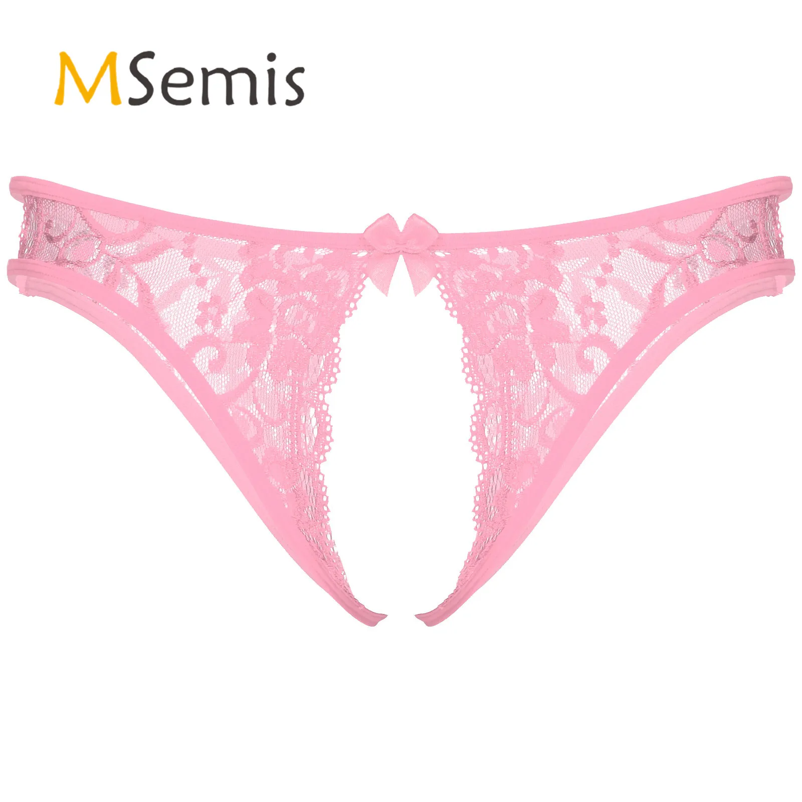Underwear Lingerie Briefs Thong Sissy Crotchless Low-Waist Mens Lace Floral T-Back