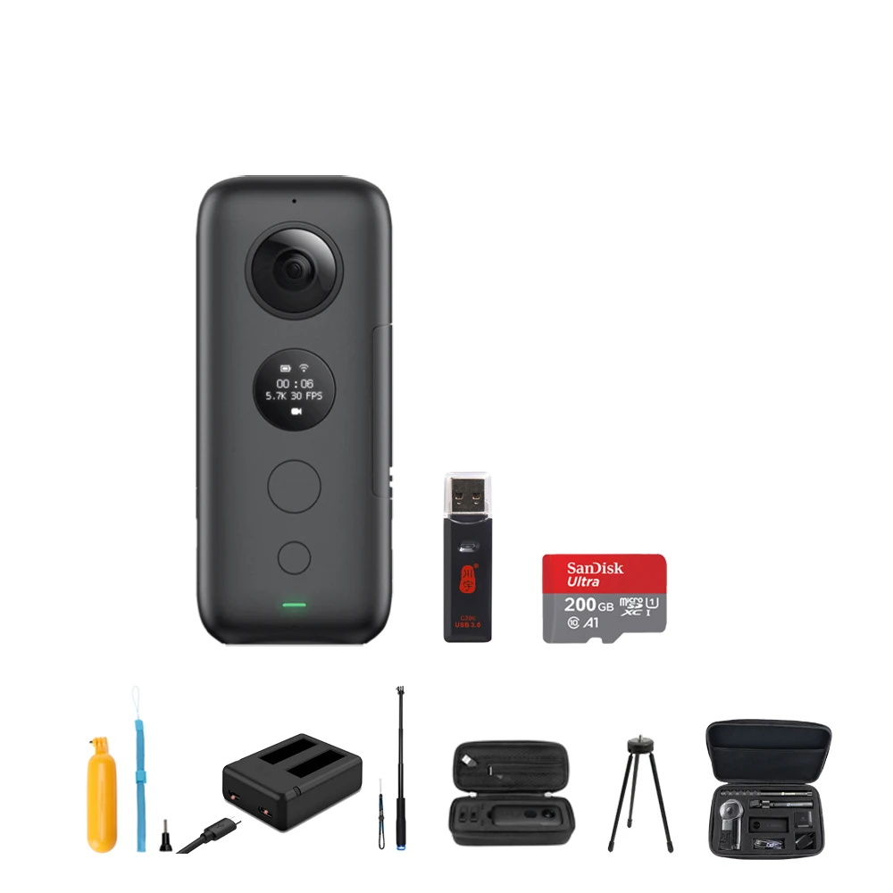 Insta360 ONE X 5,7 K VR 360 панорамная экшн-камера для iPhone и Android insta 360 one x зарядное устройство водонепроницаемый чехол - Цвет: Bundle 3
