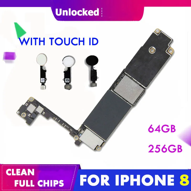 Материнская плата для IPhone 8 64 ГБ 256 материнская с/без отпечатков пальцев чистая