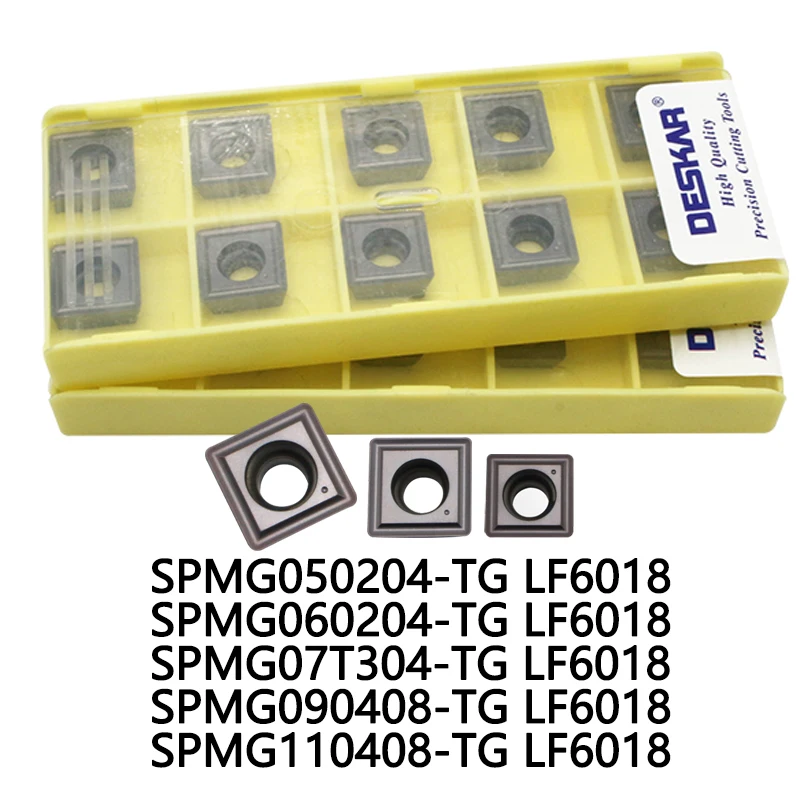 

U-образные твердосплавные вставки для сверл DESKAR SPMG050204 SPMG060204 SPMG07T308 090408 110408-TG LF6018, токарные инструменты для нержавеющей стали, 10 шт.
