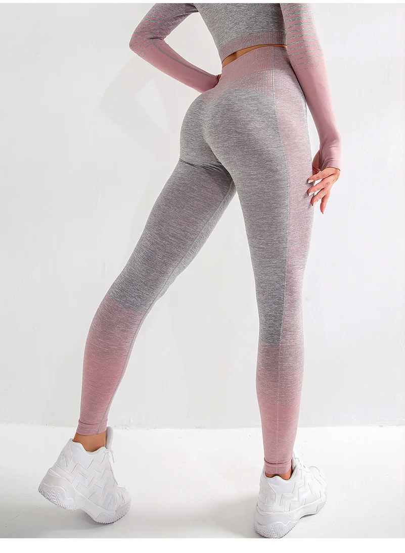 Wmuncc Energy Seamless Gym Leggings Women High Waist Tummy Control Yoga Pant for Squat Not See Through Gradient Color Print