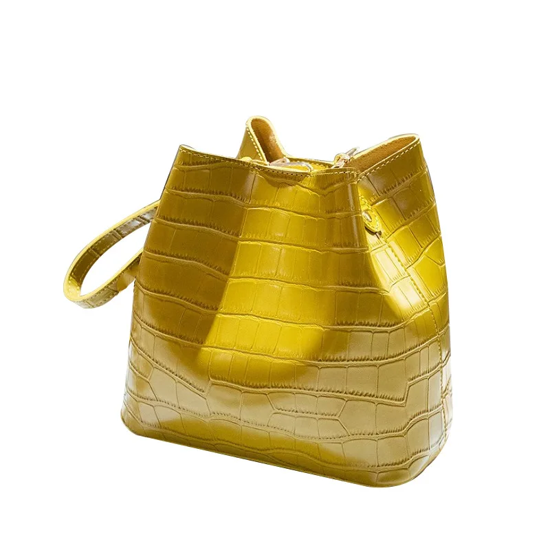 

2019 New Style Versatile Fashion PU Handbag Bucket Bag Hand Crossbody Bag Lady Bag a Generation of Fat