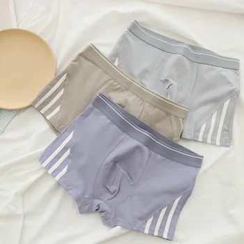

Pure cotton simple boxers Men Underwear Sexy traceless boxers Striped fashion Mens Panties Underpants NS706