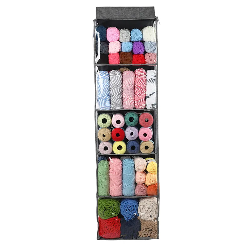 Gray Knitting Hangable Bag Wool Yarn Crochet Hooks Storage Bags Sewing