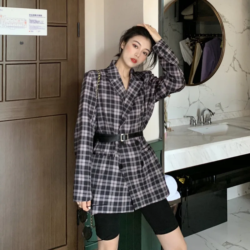 

Photo Shoot Net Price British Style Plaid Loose-Fit Elegant Casual Suit