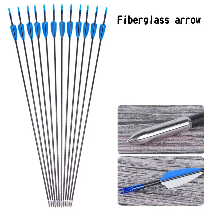 

6/12/24pcs Fibreglass Arrow Archery Accessories 31inches Spine 800 for Recurve/Compound Bow Hunting And Shooting Arrow Head