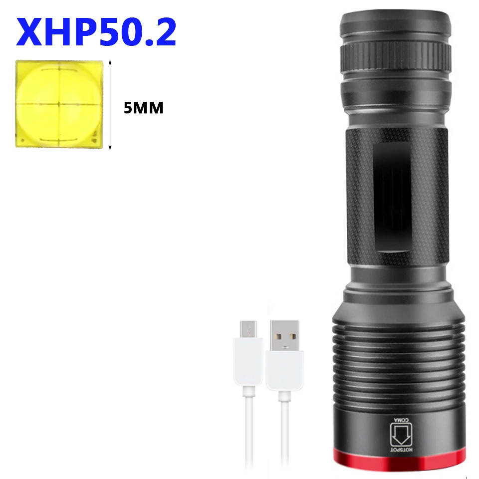 YC50 xhp70.2 супер мощный светодиодный фонарь XHP70 XHP50 тактический фонарь USB Перезаряжаемый водонепроницаемый фонарь ультра яркий фонарь - Испускаемый цвет: Option E